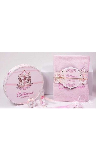 Trusou botez fetita tematic si personalizat cu ponei Pink Carousel 7